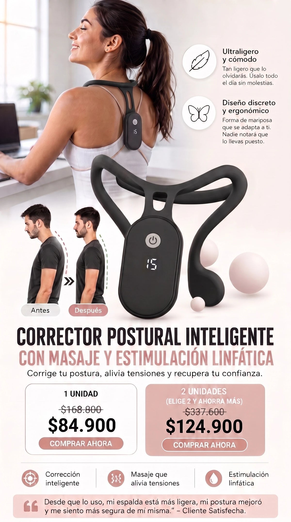 CORRECTOR DE POSTURA-MASAJEADOR 2 EN 1