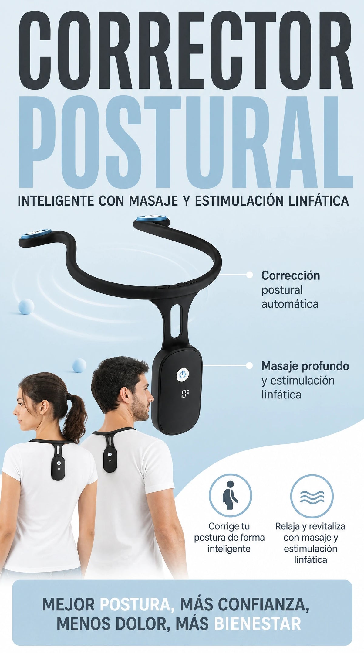 CORRECTOR DE POSTURA-MASAJEADOR 2 EN 1